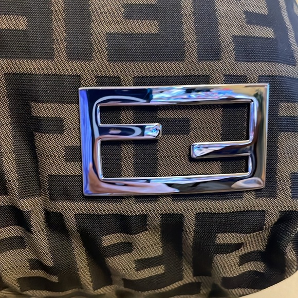 Authenticated FENDI vintage Zucca  canvas large shoulder tote w/leather straps. - Picture 5 of 15